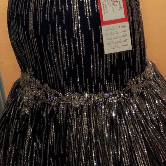 COPY - Tiffany Designs Navy Blue and Silver Prom … - Picture 3 of 4